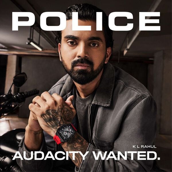 Police Tough Gear KL Rahul Edition Multifunction Watch with Red Silicone Strap Men's Watch, PEWGQ0056803