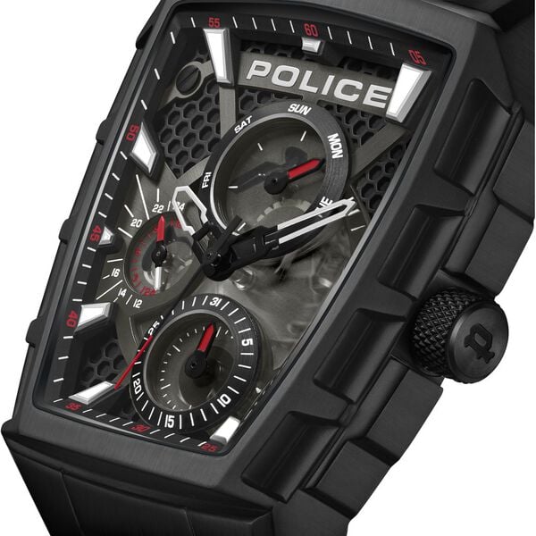 Police Tough Gear KL Rahul Edition Multifunction Watch with Red Silicone Strap Men's Watch, PEWGQ0056803