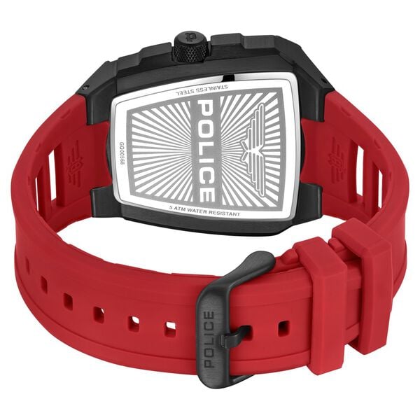 Police Tough Gear KL Rahul Edition Multifunction Watch with Red Silicone Strap Men's Watch, PEWGQ0056803