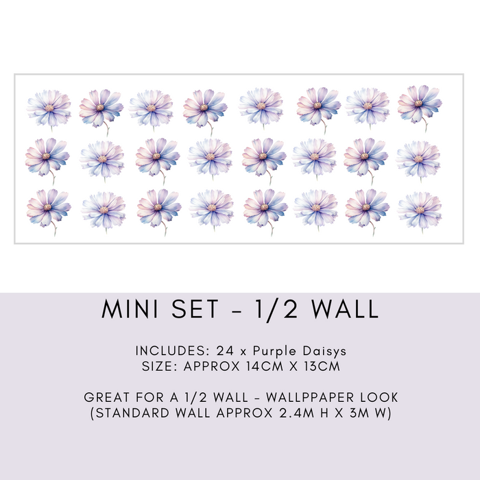 Playful purple daisy nursery decals for home decor