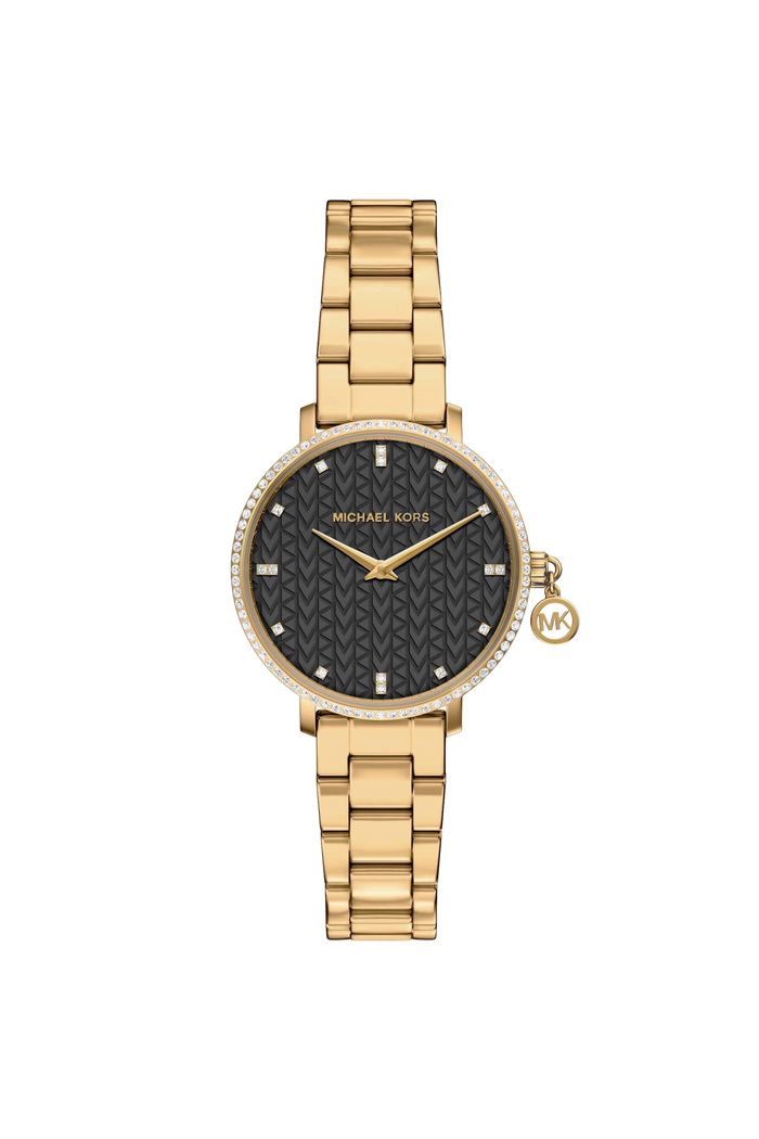 Michael Kors Quartz Black Dial Analog Stainless Steel Women's Watch, MK7616