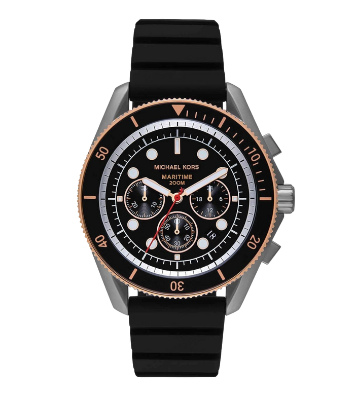 Michael Kors Quartz Black Dial Chronograph Silicone Men's Watch, MK9206