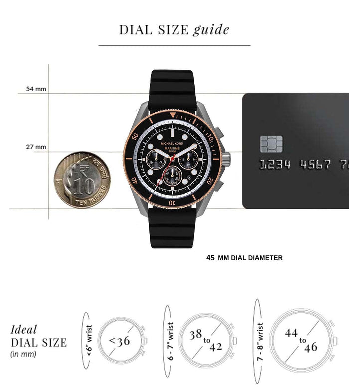 Michael Kors Quartz Black Dial Chronograph Silicone Men's Watch, MK9206