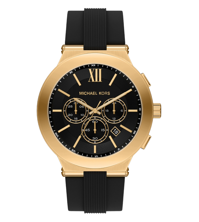 Michael Kors Quartz Black Dial Chronograph Silicone Men's Watch, MK9253