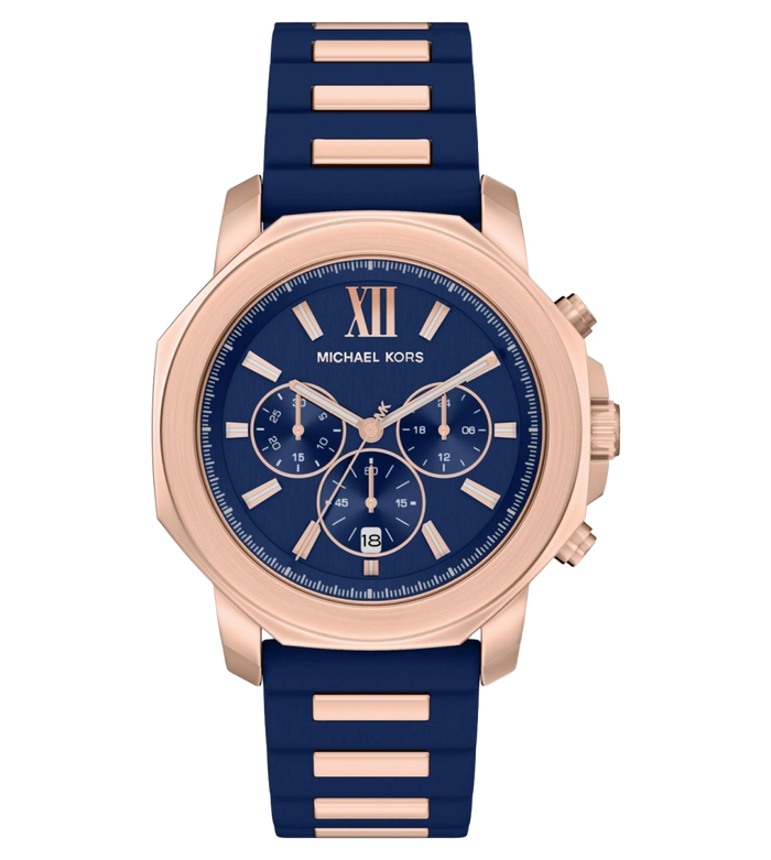Michael Kors Quartz Blue Dial Chronograph Silicone Men's Watch, MK9261