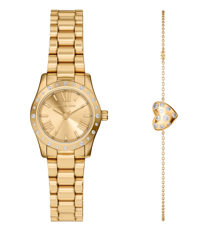 Michael Kors Quartz Gold Dial Analog Stainless Steel Women's Watch, MK4992SET