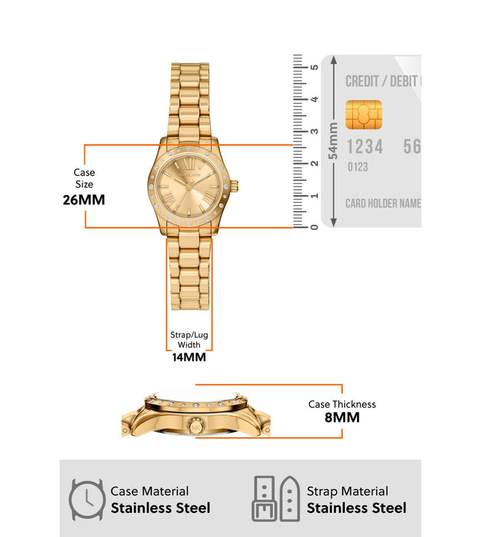 Michael Kors Quartz Gold Dial Analog Stainless Steel Women's Watch, MK4992SET