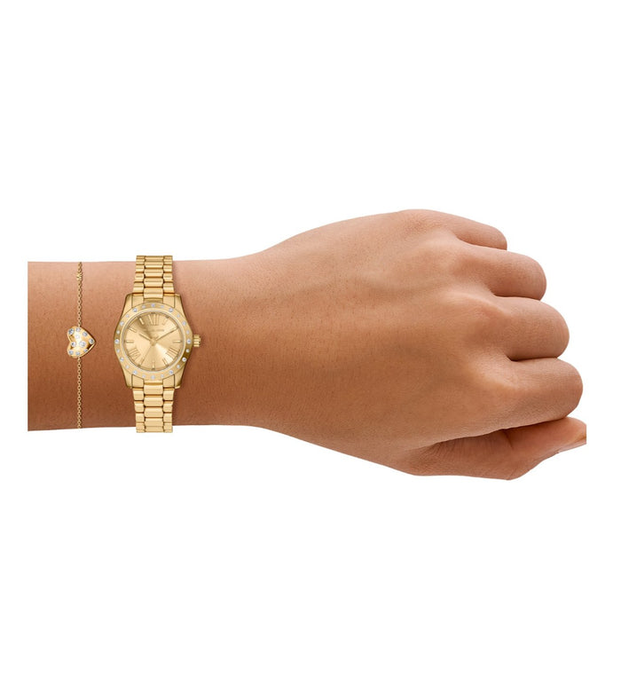 Michael Kors Quartz Gold Dial Analog Stainless Steel Women's Watch, MK4992SET