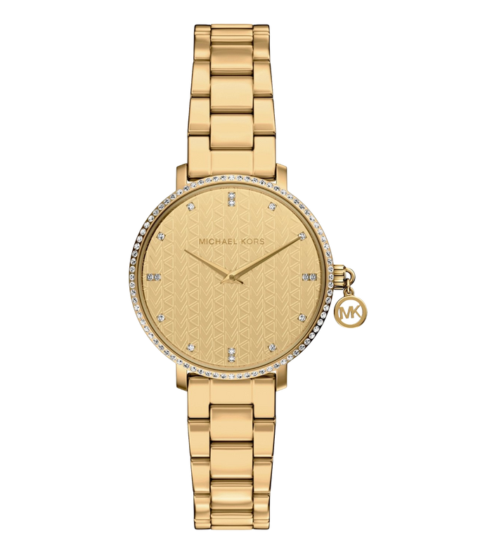 Michael Kors Quartz Gold Dial Analog Stainless Steel Women's Watch, MK7572