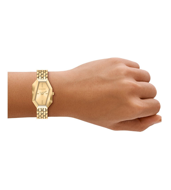 Michael Kors Quartz Gold Dial Analog Stainless Steel Women's Watch, MK7590