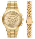Michael Kors Quartz Gold Dial Chronograph Stainless Steel Men's Watch, MK9270SET