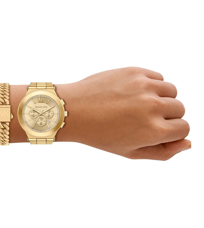 Michael Kors Quartz Gold Dial Chronograph Stainless Steel Men's Watch, MK9270SET