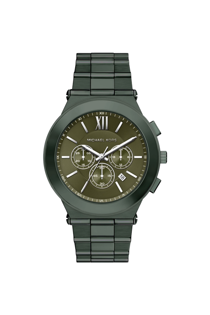Michael Kors Quartz Green Dial Chronograph Stainless Steel Men's Watch, MK9268