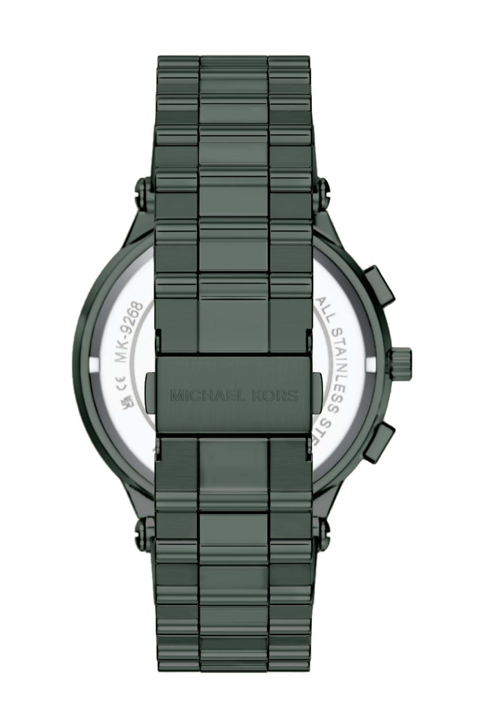 Michael Kors Quartz Green Dial Chronograph Stainless Steel Men's Watch, MK9268