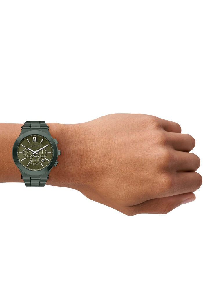 Michael Kors Quartz Green Dial Chronograph Stainless Steel Men's Watch, MK9268