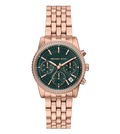 Michael Kors Quartz Green Dial Chronograph Stainless Steel Women's Watch, MK7600