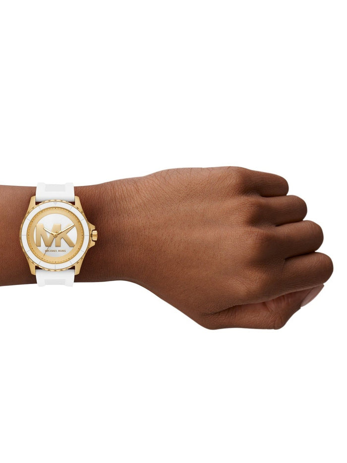 Michael Kors Quartz White Dial Analog Silicone Women's Watch, MK7535