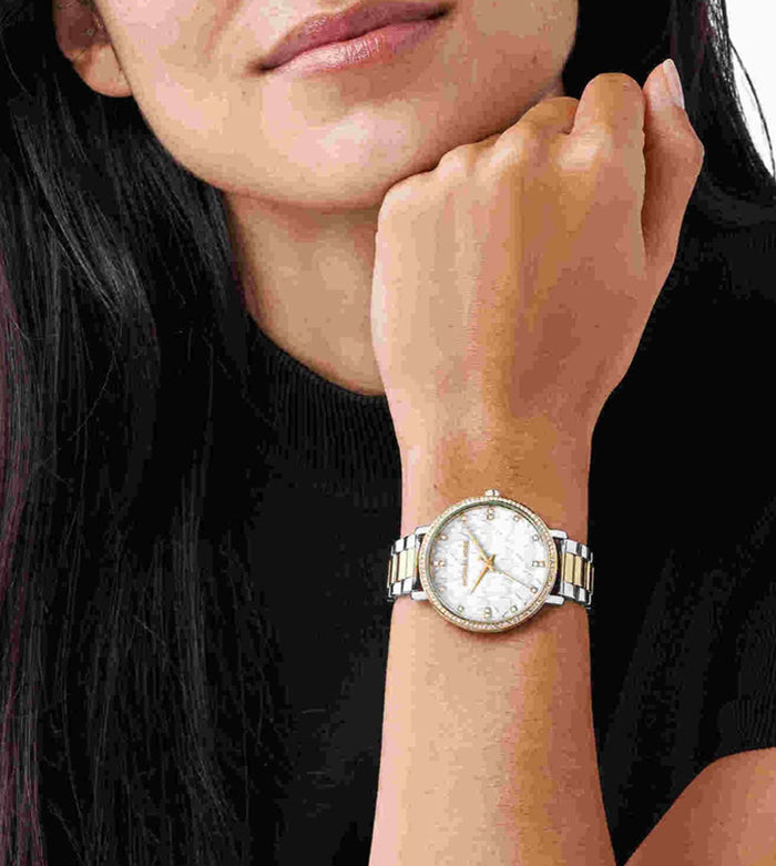 Michael Kors Quartz White Dial Analog Stainless Steel Women's Watch, MK4918