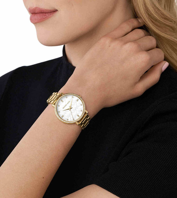 Michael Kors Quartz White Dial Analog Stainless Steel Women's Watch, MK4919