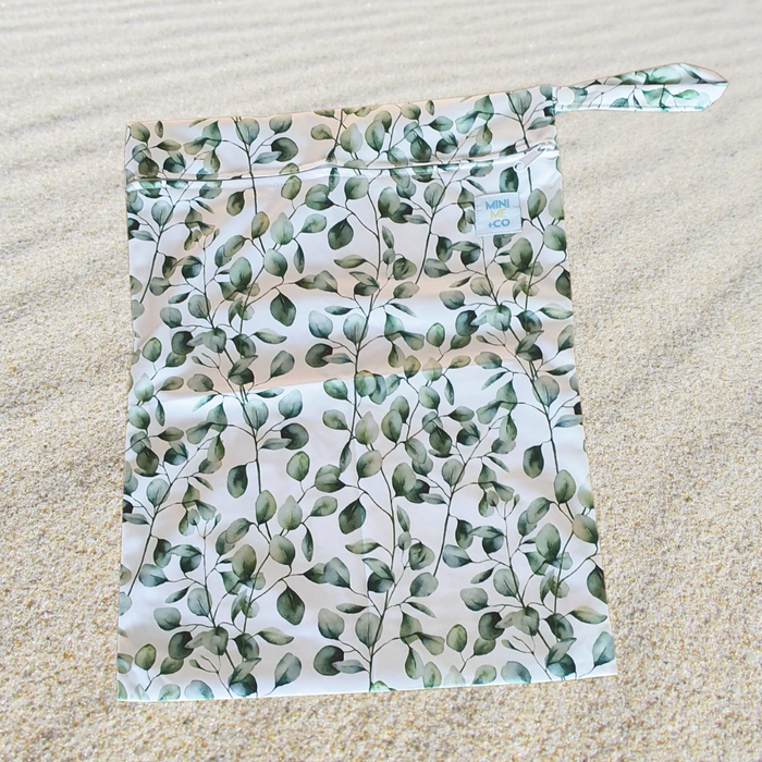 Reusable Swim Nappy and Waterproof Wet Bag - Eucalyptus Leaves