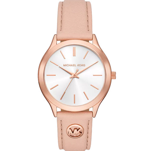 Michael Kors Slim Runway Three-Hand Pink Leather Women's Watch, MK7545