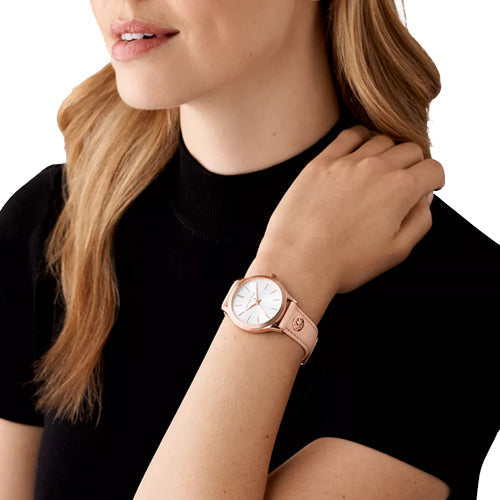 Michael Kors Slim Runway Three-Hand Pink Leather Women's Watch, MK7545
