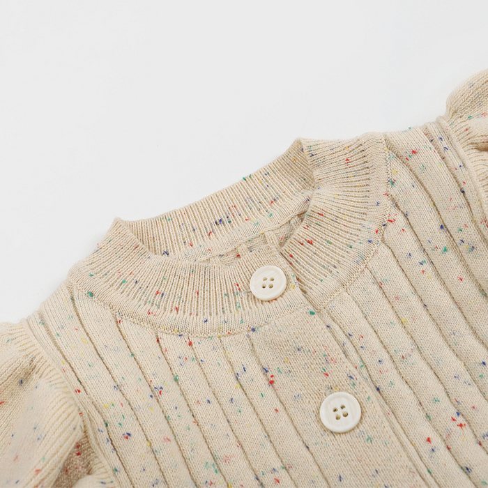 Speckle Beige Cotton Knitted Romper