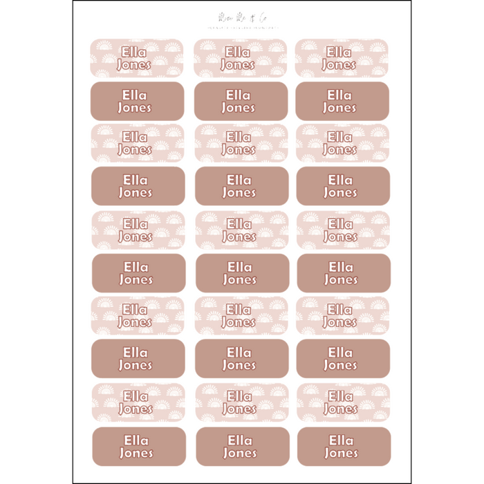 Sunshine & Beige Kids’ Name Label Stickers (55mm x 21.5mm – Pack of 30)