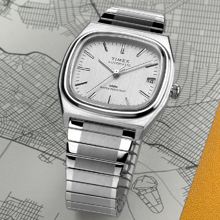 Timex Automatic 1983 E Line Reissue 34mm Stainless Steel Expansion Band Men's Watch , TW2W70800IK