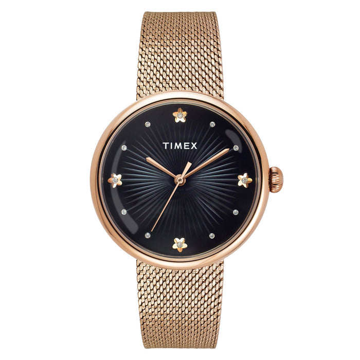 Timex Black Round Dial Analog Women's Watch, TWEL19303