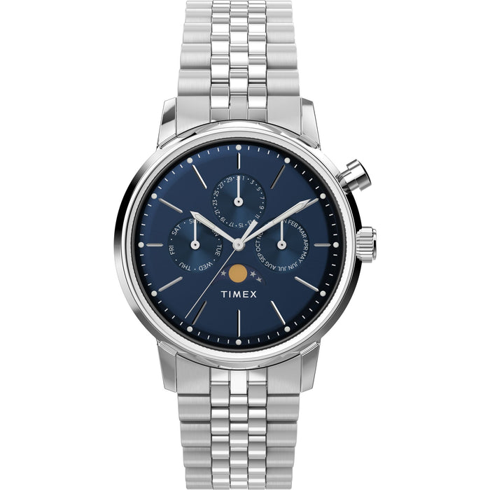 Timex Blue Round Dial Analog Moon Phase Men's Watch, TWEG26802