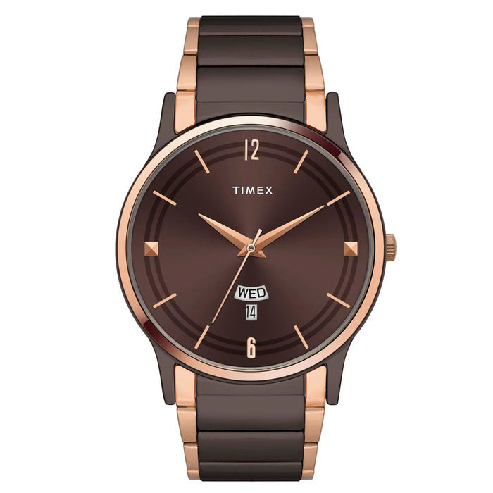 Timex Brown Dial Analog Stainless Steel Men's Watch, TW000R464