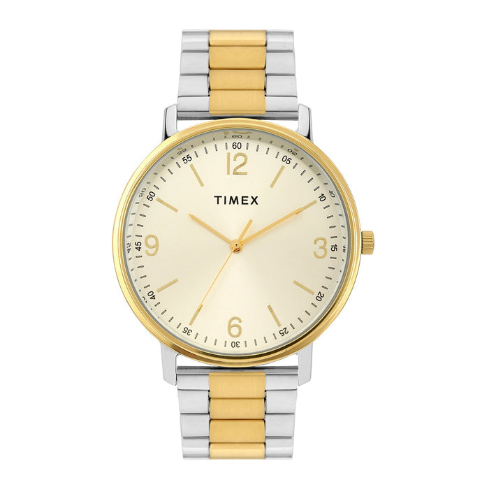 Timex Champagne Round Dial Analog Men's Watch, TW0TG8028