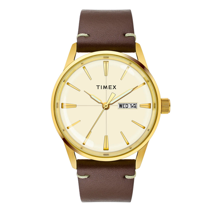 Timex Champagne Round Dial Analog Men's Watch, TWEG25502