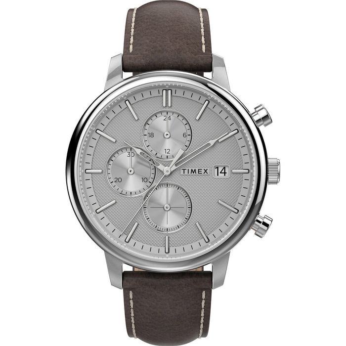 Timex Chicago Chronograph 45mm Leather Strap Men's Watch, TW2U38800UJ
