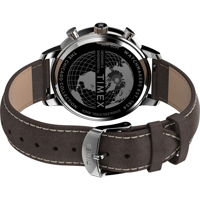 Timex Chicago Chronograph 45mm Leather Strap Men's Watch, TW2U38800UJ