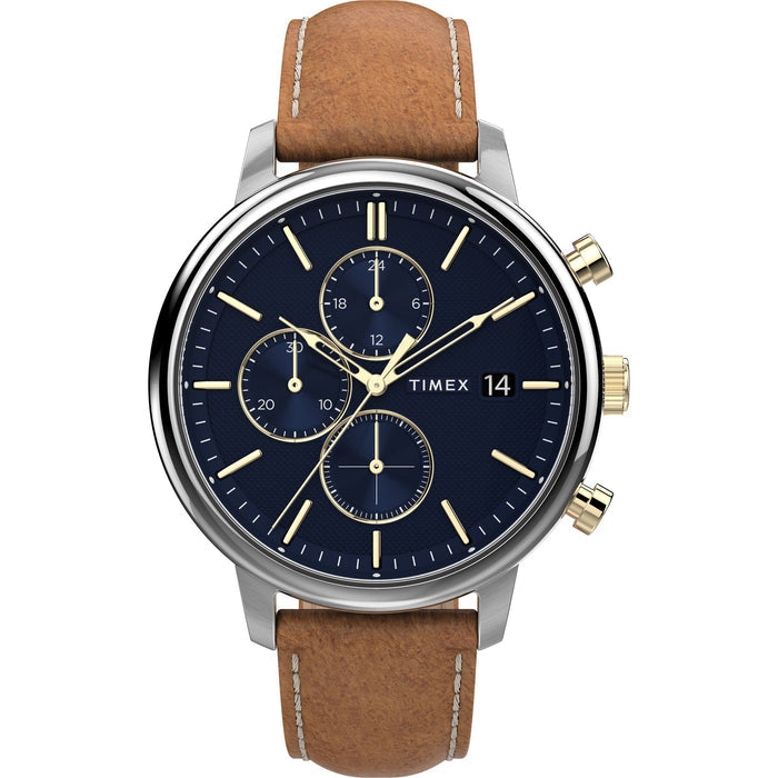 Timex Chicago Chronograph 45mm Leather Strap Men's Watch, TW2U39000UJ