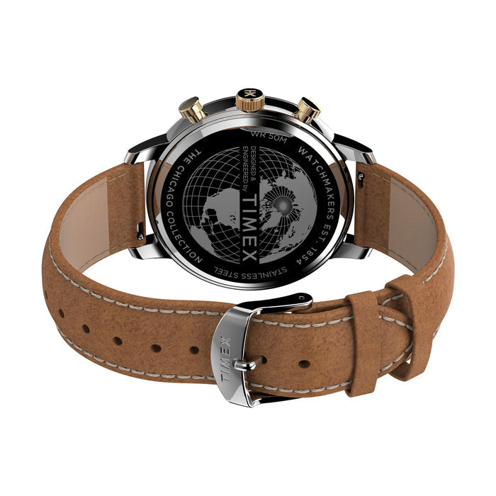 Timex Chicago Chronograph 45mm Leather Strap Men's Watch, TW2U39000UJ