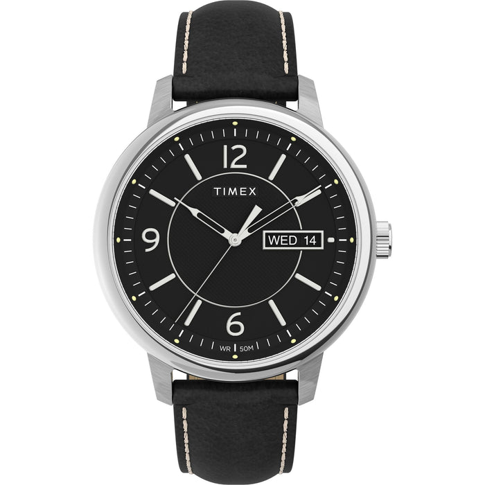 Timex Chicago Day Date 45mm Leather Strap Men's Watch, TW2V29200UJ