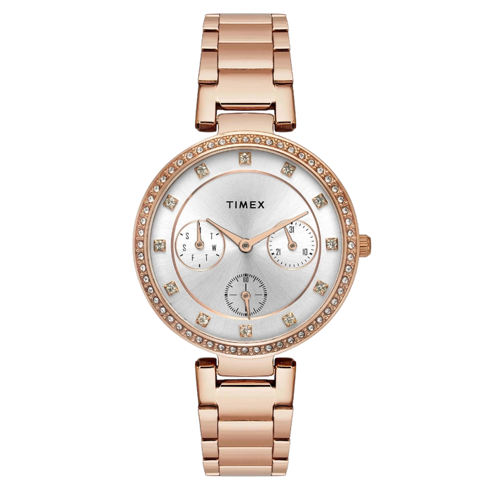 Timex Cosmic Awe Multifunction Round Dial Silver Women's Watch, TWEL18702