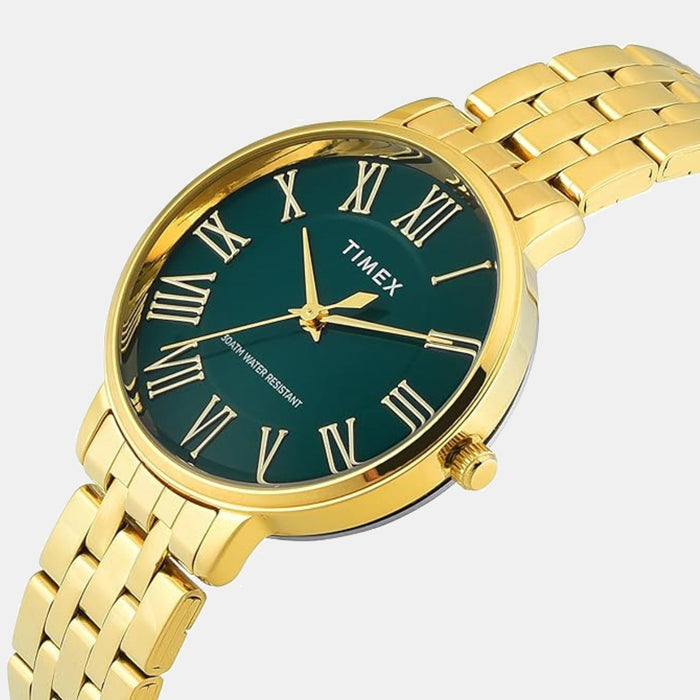 Timex Fashion Quartz Green Dial Analog Stainless Steel Women's Watch, TWEL19106