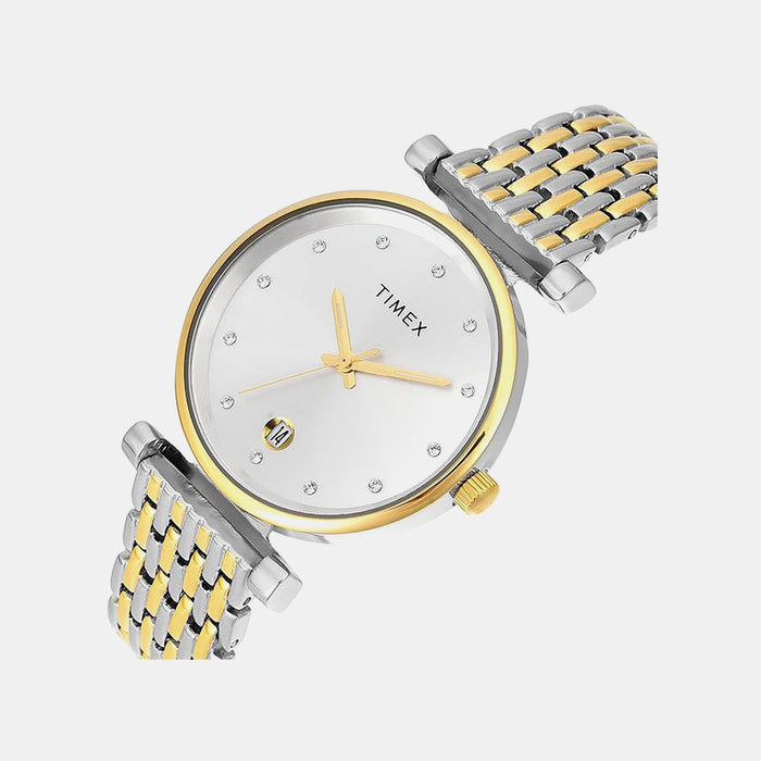 Timex Fashion Quartz Silver Dial Analog Brass Women's Watch, TWEL21602