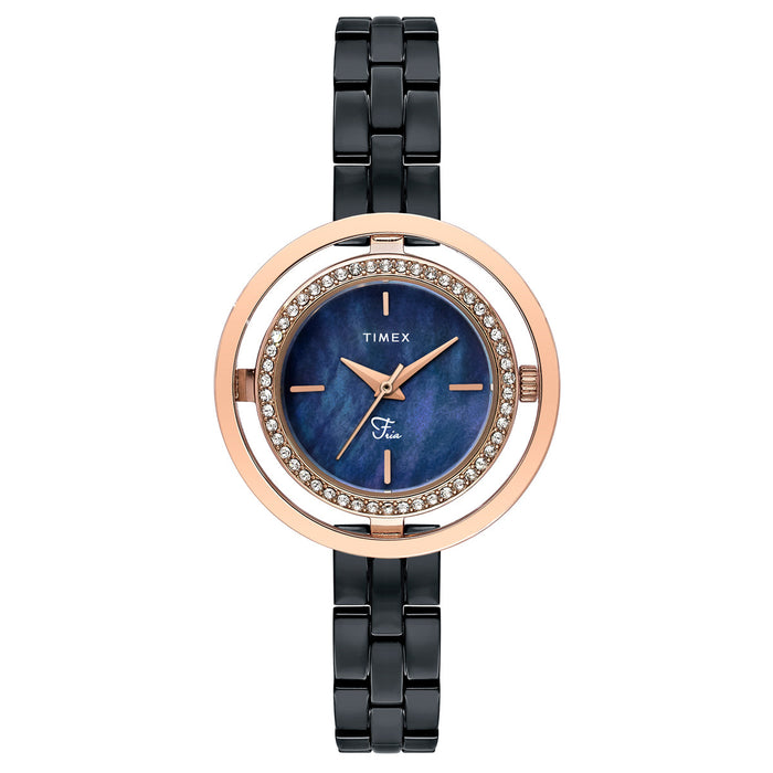 Timex Fria Black Round Dial Analog Women's Watch, TWEL24303