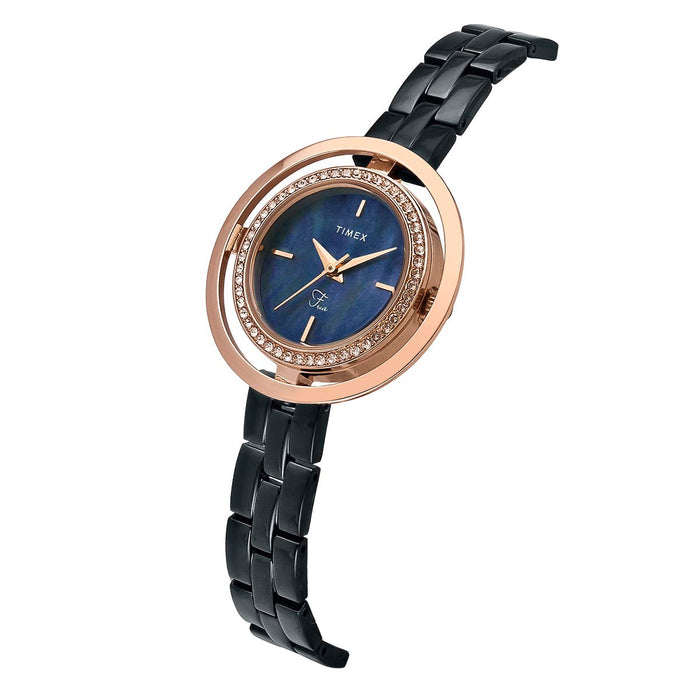 Timex Fria Black Round Dial Analog Women's Watch, TWEL24303