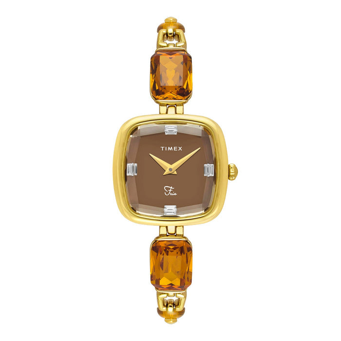 Timex Fria Brown Square Dial Analog Women's Watch, TWEL21200