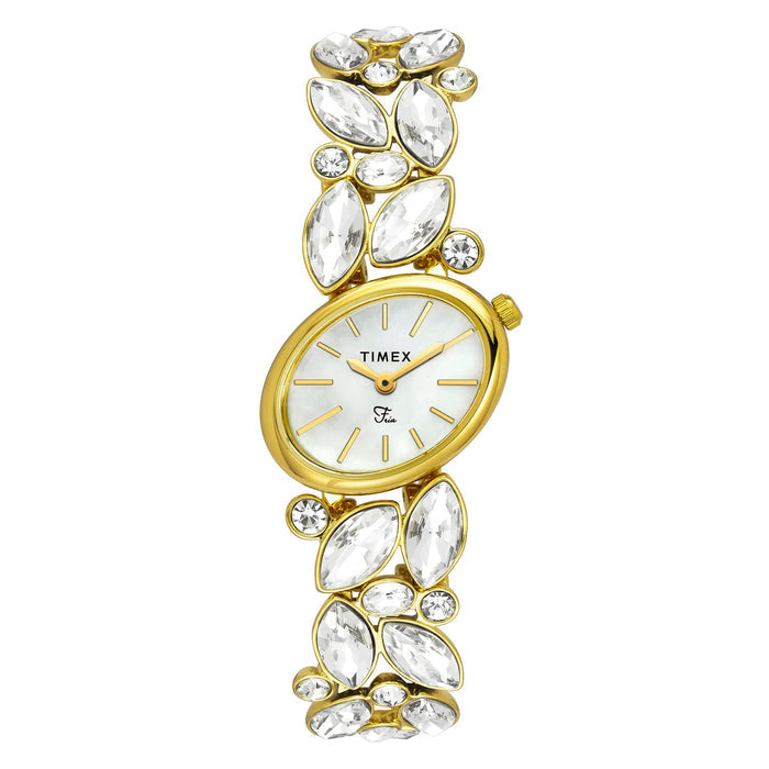 Timex Fria Mother of Pearl White Oval Dial Analog Women's Watch, TWEL20901