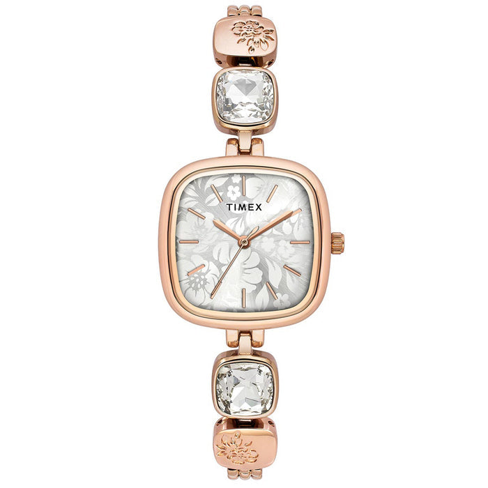 Timex Fria Silver Square Dial Analog Women's Watch, TWEL21001