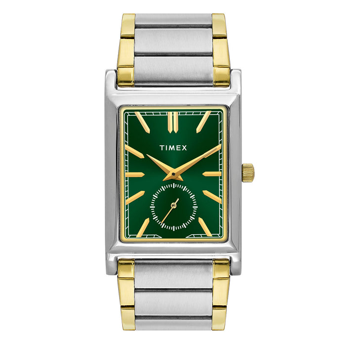 Timex Green Rectangle Dial Analog Men's Watch, TW000L524