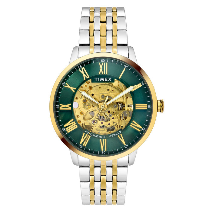 Timex Green Round Dial Analog Automatic Men's Watch, TWEG23504