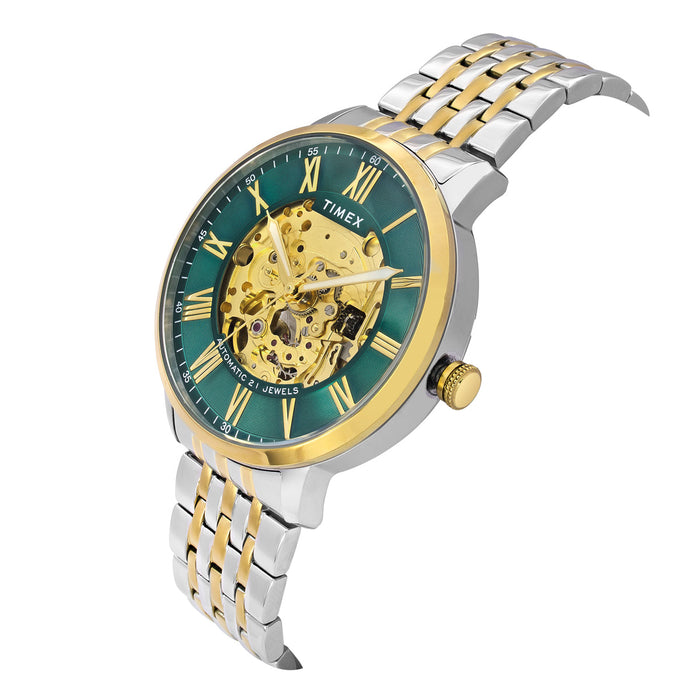 Timex Green Round Dial Analog Automatic Men's Watch, TWEG23504